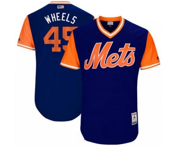 Men's New York Mets Zack Wheeler Wheels Majestic Royal 2017 Little League World Series Players Weekend Stitched Nickname Jersey