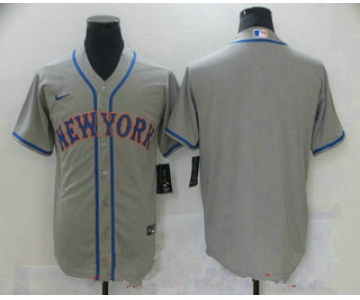 Men's New york mets blank grey road stitched mlb cool base nike jersey