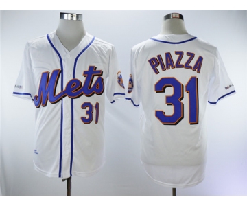 Mets 31 Mike Piazza White Throwback Jersey