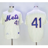 Mitchell And Ness 1969 Mets #41 Tom Seaver Cream(Blue Strip) Throwback Stitched MLB Jersey
