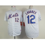 New York Mets #12 Juan Lagares White Pinstripe Jersey