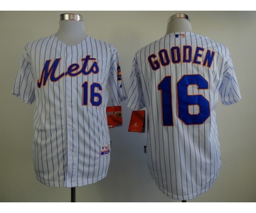 New York Mets #16 Dwight Gooden White Pinstripe Cool Base Jersey