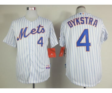 New York Mets #4 Lenny Dykstra White Pinstripe Cool Base Jersey