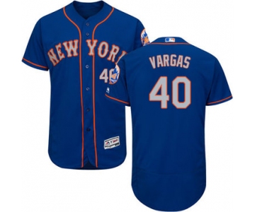 New York Mets #40 Jason Vargas Blue(Grey NO.) Flexbase Authentic Collection Stitched Baseball Jersey