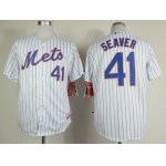 New York Mets #41 Tom Seaver White Pinstripe Cool Base Jersey
