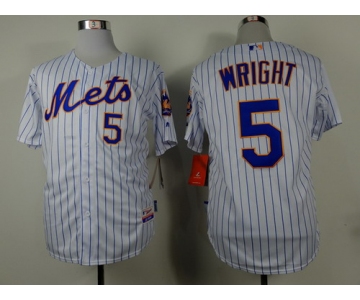 New York Mets #5 David Wright White Pinstripe Jersey