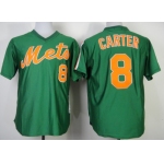 New York Mets #8 Gary Carter 1985 Green Throwback Jersey