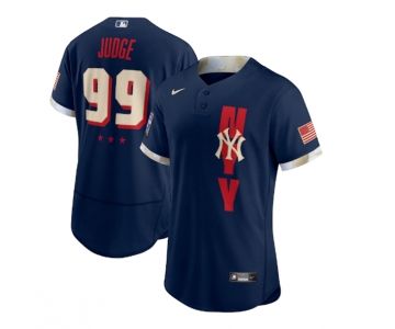 Men's New York Yankees #99 Aaron Judge 2021 Navy All-Star Flex Base Stitched MLB Jersey