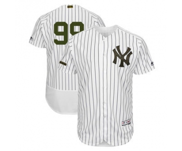 Men's New York Yankees 99 Aaron Judge Majestic White 2018 Memorial Day Authentic Collection Flex Base Player Jersey