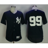 Men's New York Yankees #99 Aaron Judge Navy Blue No Name Stitched MLB Majestic Flex Base Jersey