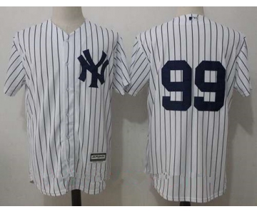 Men's New York Yankees #99 Aaron Judge No Name White Home Stitched MLB Majestic Cool Base Jersey