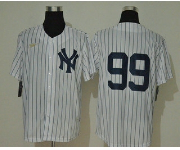 Men's New York Yankees #99 Aaron Judge No Name White Throwback Stitched MLB Cool Base Nike Jersey