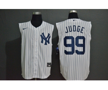Men's New York Yankees #99 Aaron Judge White 2020 Cool and Refreshing Sleeveless Fan Stitched MLB Nike Jersey