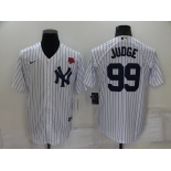 Mens New York Yankees #99 Aaron Judge White Cool Base Stitched Rose Baseball Jersey