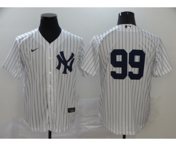 Men's New York Yankees #99 Aaron Judge White Home No Name Stitched MLB Cool Base Nike Jersey