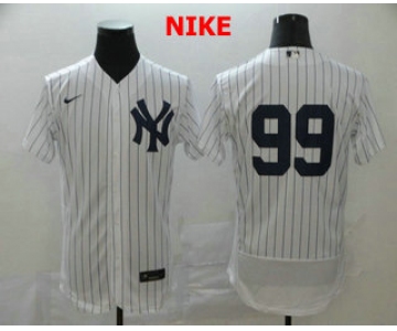 Men's New York Yankees #99 Aaron Judge White Home No Name Stitched MLB Flex Base Nike Jersey