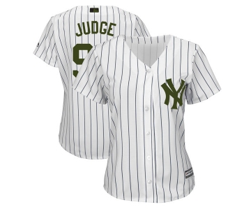 New York Yankees #99 Aaron Judge White Women 2018 Memorial Day Cool Base Jersey