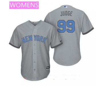Women's New York Yankees #99 Aaron Judge Gray With Baby Blue Father's Day Stitched MLB Majestic Cool Base Jersey