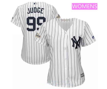 Women's New York Yankees #99 Aaron Judge Majestic White 2017 Postseason Cool Base Team Jersey