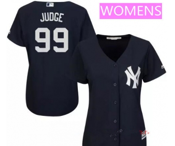 Women's New York Yankees #99 Aaron Judge Navy Blue Alternate Stitched MLB Majestic Cool Base Jersey