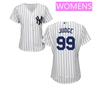 Women's New York Yankees #99 Aaron Judge White Home Stitched MLB Majestic Cool Base Jersey