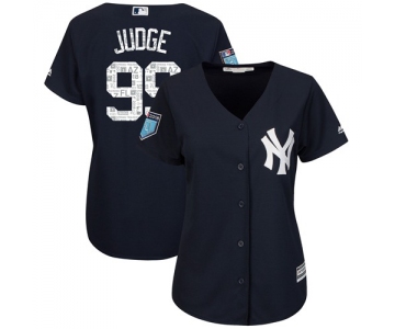 Yankees #99 Aaron Judge Navy Blue 2018 Spring Training Cool Base Women's Stitched Baseball Jersey
