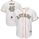 Houston Astros #45 Gerrit Cole White 2018 Gold Program Cool Base Stitched MLB Jersey