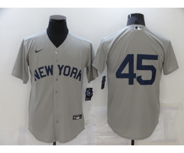 Men's New York Yankees #45 Gerrit Cole 2021 Grey Field of Dreams Cool Base Stitched Baseball Jersey