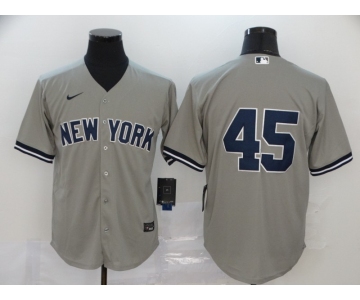 Men's New York Yankees #45 Gerrit Cole Gray No Name Stitched MLB Cool Base Nike Jersey