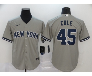 Men's New York Yankees #45 Gerrit Cole Gray Stitched MLB Cool Base Nike Jersey
