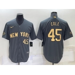 Men's New York Yankees #45 Gerrit Cole Number Grey 2022 All Star Stitched Cool Base Nike Jersey
