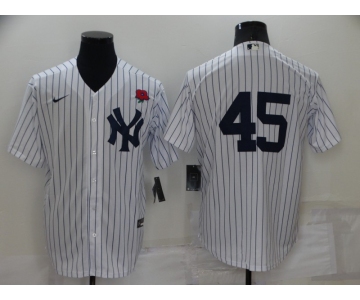 Men's New York Yankees #45 Gerrit Cole White No Name Stitched Rose Nike Cool Base Throwback Jersey