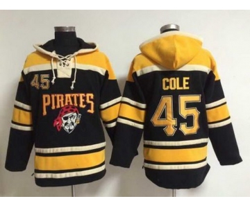 Men's Pittsburgh Pirates #45 Gerrit Cole Alternate Black MLB Hoodie