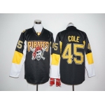 Men's Pittsburgh Pirates #45 Gerrit Cole Black Long Sleeve Baseball Jersey