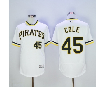 Men's Pittsburgh Pirates #45 Gerrit Cole White Pullover 2016 Flexbase Majestic Baseball Jersey
