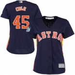 Women's Majestic Houston Astros #45 Gerrit Cole Authentic Navy Blue Alternate Cool Base MLB Jersey