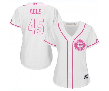 Women's Majestic Houston Astros #45 Gerrit Cole Authentic White Fashion Cool Base MLB Jersey