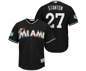 Men's Miami Marlins #27 Giancarlo Stanton Black 2017 Spring Training Stitched MLB Majestic Cool Base Jersey