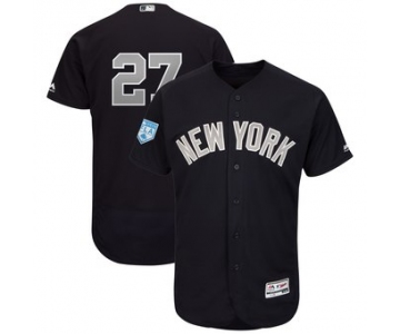 Men's New York Yankees 27 Giancarlo Stanton Majestic Navy Alternate 2019 Spring Training Flex Base Player Jersey