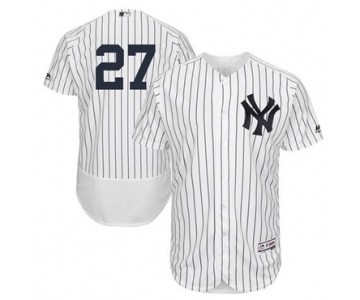 Men's New York Yankees #27 Giancarlo Stanton White Strip Flexbase Authentic Collection Stitched MLB Jersey