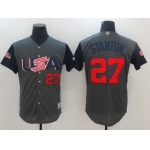Men's Team USA Baseball Majestic #27 Giancarlo Stanton Gray 2017 World Baseball Classic Stitched Authentic Jersey