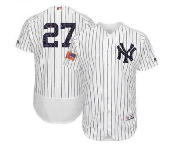 New York Yankees 27 Giancarlo Stanton Majestic White 2018 Stars & Stripes Flex Base Player Jersey