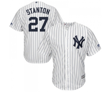 Youth New York Yankees #27 Giancarlo Stanton White Cool Base Stitched MLB Jersey