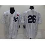 Men's New York Yankees #26 DJ LeMahieu White No Name Stitched Rose Nike Cool Base Throwback Jersey