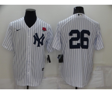 Men's New York Yankees #26 DJ LeMahieu White No Name Stitched Rose Nike Cool Base Throwback Jersey