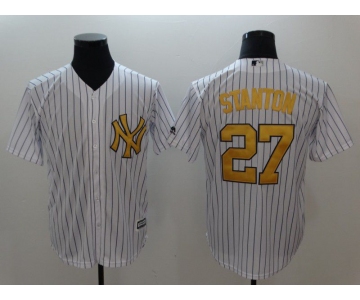 Men New York Yankees 27 Stanton White yellow Game 2021 MLB Jersey