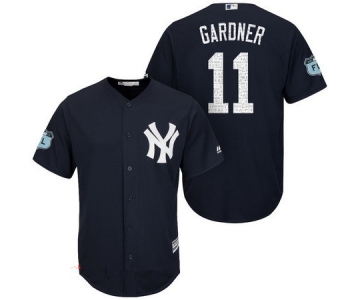 Men's New York Yankees #11 Brett Gardner Navy Blue 2017 Spring Training Stitched MLB Majestic Cool Base Jersey