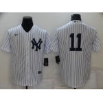 Men's New York Yankees #11 Brett Gardner White No Name Stitched MLB Nike Cool Base Jersey