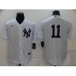 Men's New York Yankees #11 Brett Gardner White No Name Stitched MLB Nike Cool Base Jersey