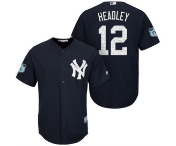Men's New York Yankees #12 Chase Headley Navy Blue 2017 Spring Training Stitched MLB Majestic Cool Base Jersey